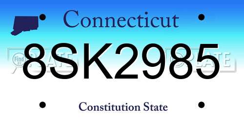 8SK2985 Connecticut License Plate