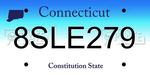 8SLE279 Connecticut License Plate