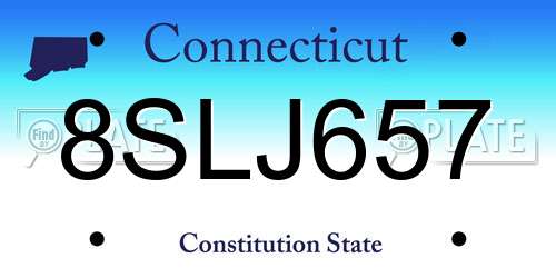 8SLJ657 Connecticut License Plate