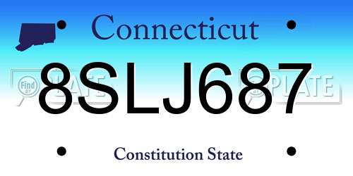 8SLJ687 Connecticut License Plate