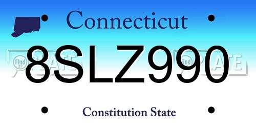 8SLZ990 Connecticut License Plate