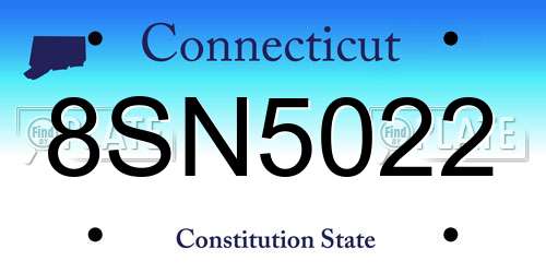 8SN5022 Connecticut License Plate