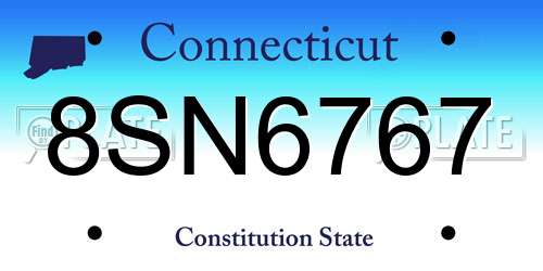 8SN6767 Connecticut License Plate