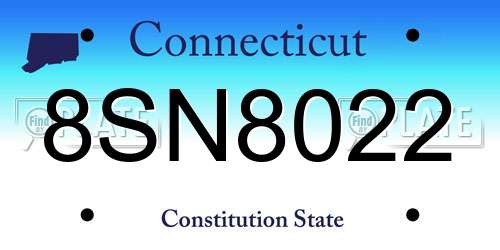 8SN8022 Connecticut License Plate