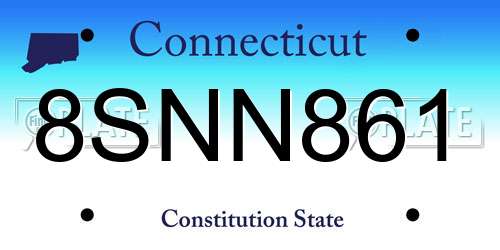 8SNN861 Connecticut License Plate