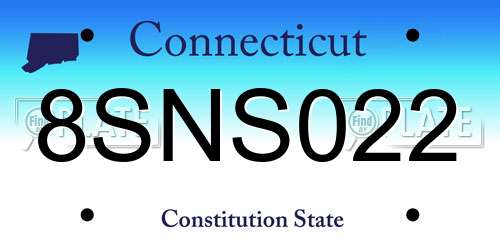 8SNS022 Connecticut License Plate