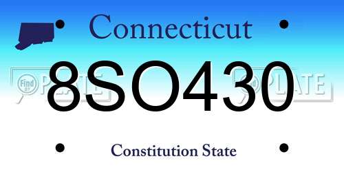 8SO430 Connecticut License Plate