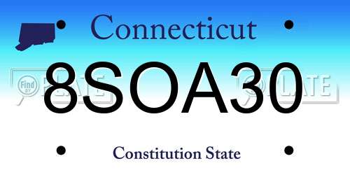8SOA30 Connecticut License Plate