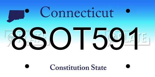 8SOT591 Connecticut License Plate