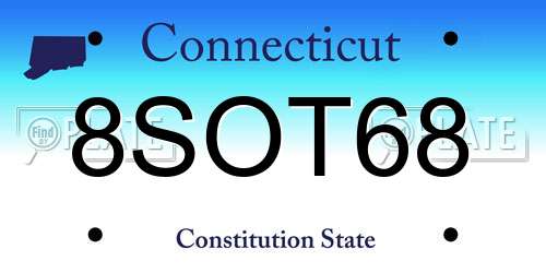 8SOT68 Connecticut License Plate