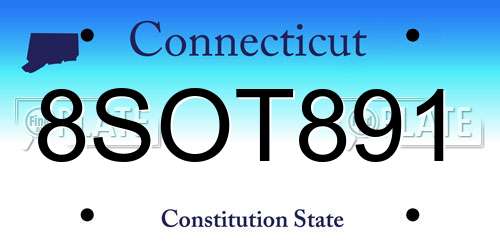 8SOT891 Connecticut License Plate