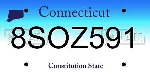 8SOZ591 Connecticut License Plate