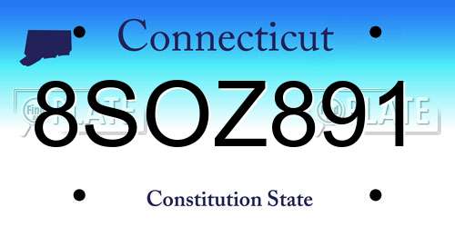 8SOZ891 Connecticut License Plate