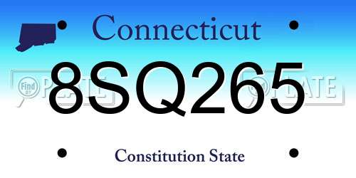 8SQ265 Connecticut License Plate
