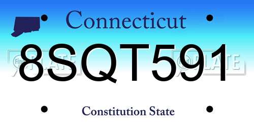 8SQT591 Connecticut License Plate