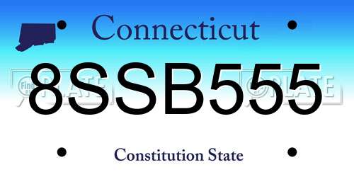 8SSB555 Connecticut License Plate