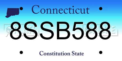 8SSB588 Connecticut License Plate