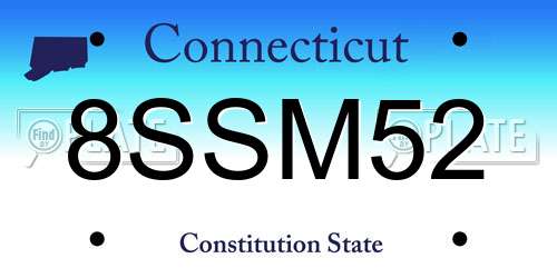 8SSM52 Connecticut License Plate