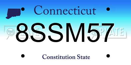 8SSM57 Connecticut License Plate