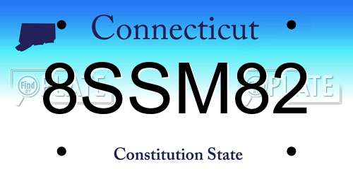 8SSM82 Connecticut License Plate