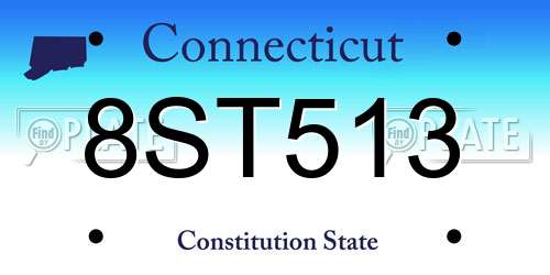 8ST513 Connecticut License Plate