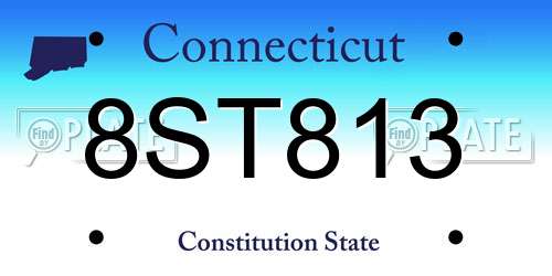 8ST813 Connecticut License Plate