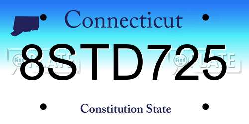 8STD725 Connecticut License Plate