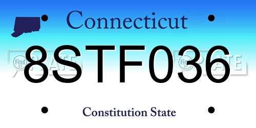 8STF036 Connecticut License Plate
