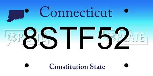 8STF52 Connecticut License Plate