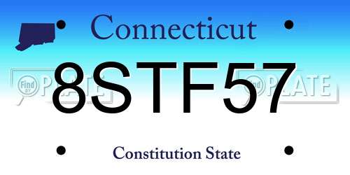 8STF57 Connecticut License Plate