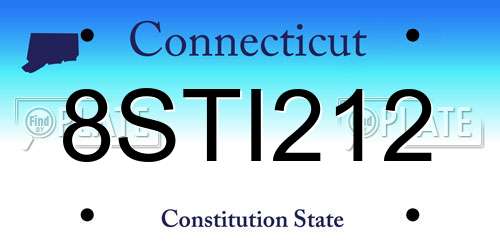 8STI212 Connecticut License Plate