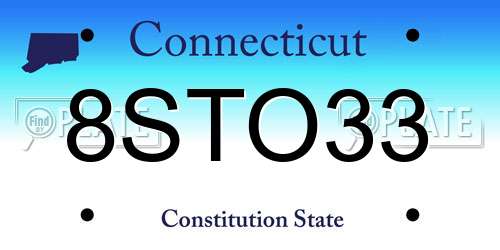 8STO33 Connecticut License Plate