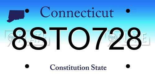 8STO728 Connecticut License Plate