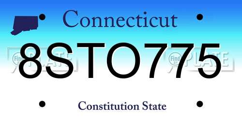 8STO775 Connecticut License Plate