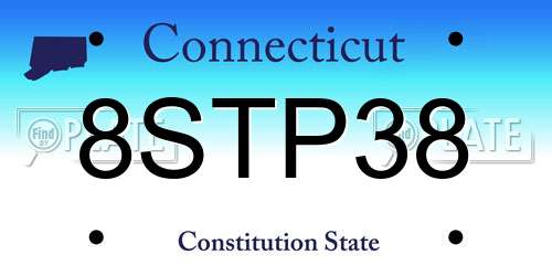 8STP38 Connecticut License Plate