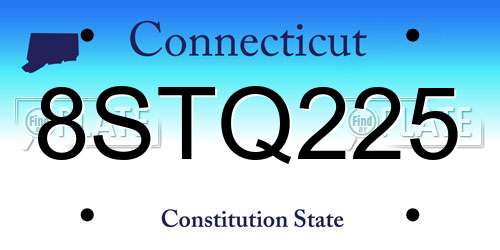 8STQ225 Connecticut License Plate