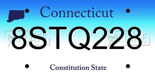 8STQ228 Connecticut License Plate