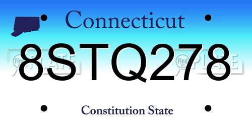 8STQ278 Connecticut License Plate