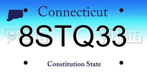 8STQ33 Connecticut License Plate