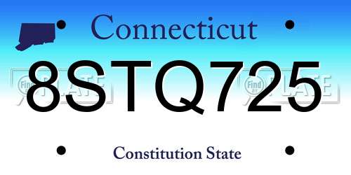 8STQ725 Connecticut License Plate