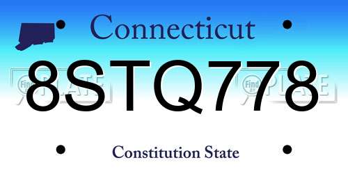 8STQ778 Connecticut License Plate