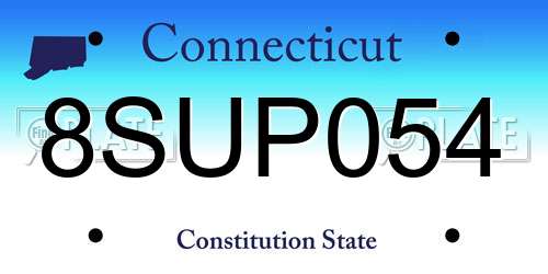 8SUP054 Connecticut License Plate