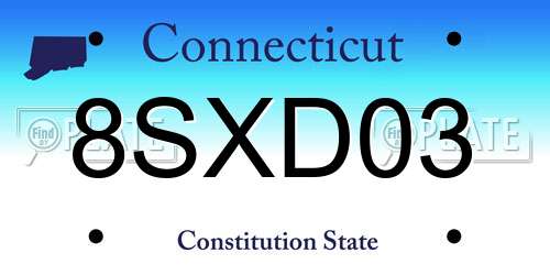 8SXD03 Connecticut License Plate