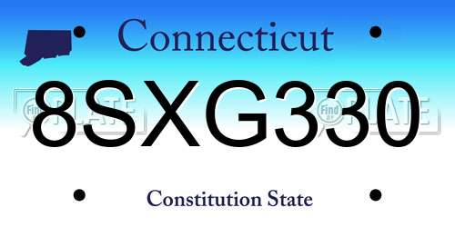 8SXG330 Connecticut License Plate