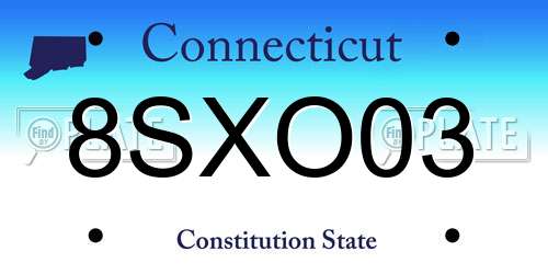 8SXO03 Connecticut License Plate