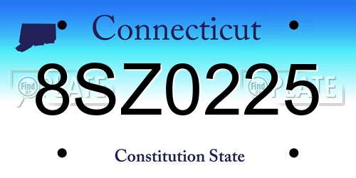 8SZ0225 Connecticut License Plate