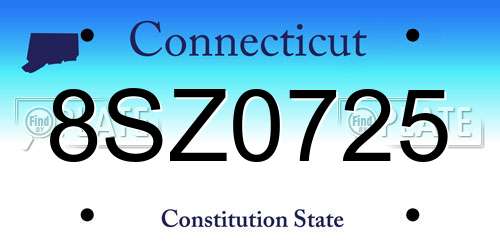 8SZ0725 Connecticut License Plate