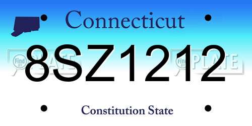 8SZ1212 Connecticut License Plate