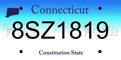 8SZ1819 Connecticut License Plate