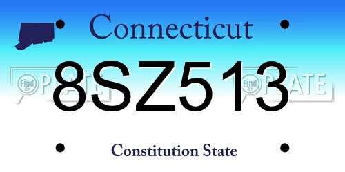 8SZ513 Connecticut License Plate